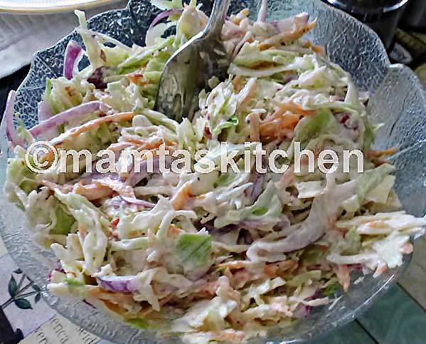 Coleslaw - 3, Cabbage, Carrot And Onion Salad With An Indian Twist