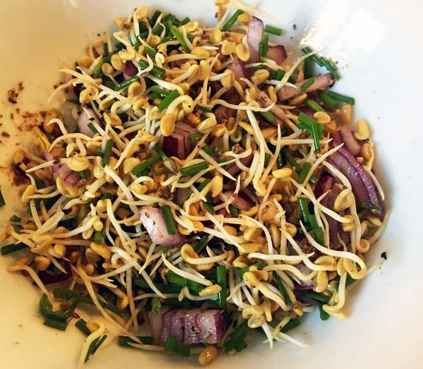 Fenugreek (Methi) Seed Sprouts And Red Onion Salad