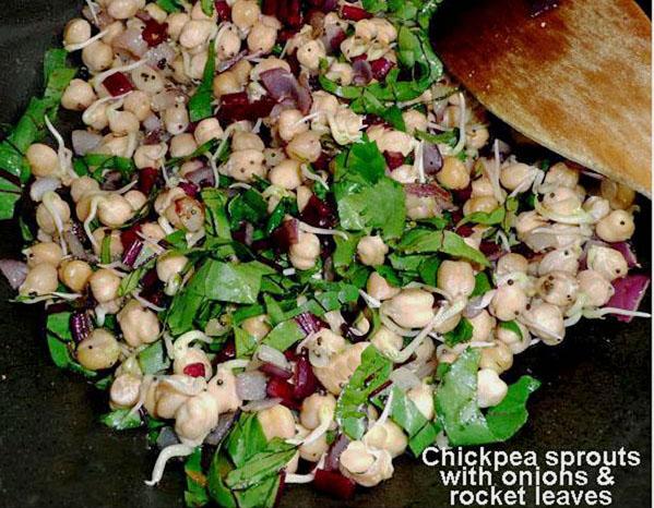 Sprouted Chickpeas or Dry Peas Stir-Fried (Salad)