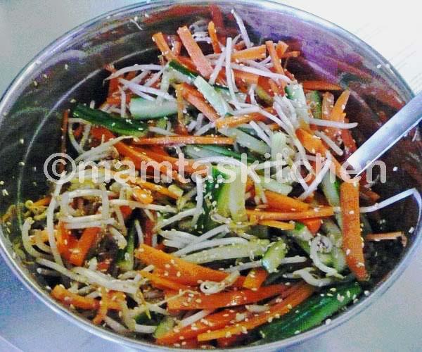 Mung Bean (Green Gram) Sprouts Salad 4, with Carrots and Cucumber