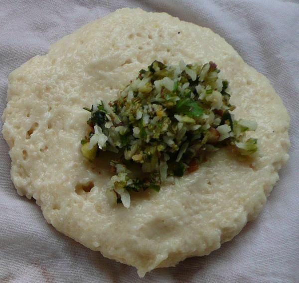 Dahi Vada 1, Urad and Mung Dal Patties in Yoghurt Sauce, With Filling