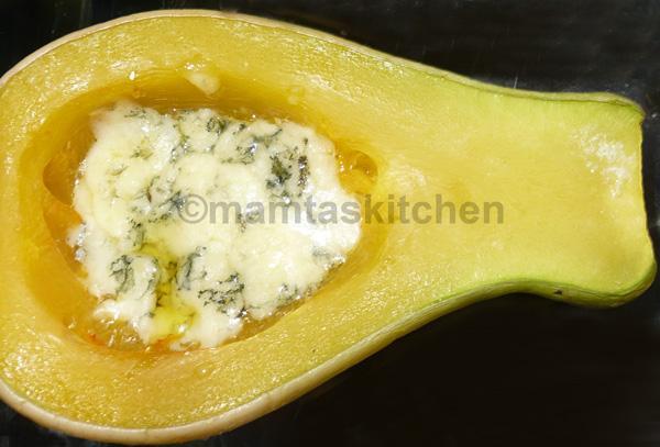 Steamed Butternut Squash with Stilton Cheese
